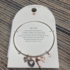Beloved + Inspired Two Toned MOM Charm Bangle Bracelet - New